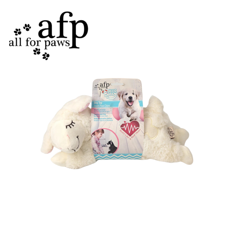 All For Paws Dog All For Paws Puppy Dog Fleece Stuffed Animal Toy Anxiety Soothing Dog Crate Snuggle Sleep Aid Plush Comfort Toy