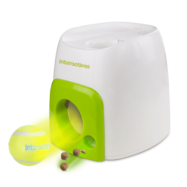 Mini Dog Treat Rewarder with Tennis Ball - Compact Interactive Toy for Small Dogs.