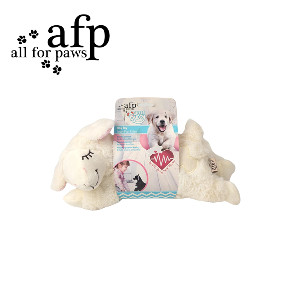 All For Paws Dog All For Paws Puppy Dog Fleece Stuffed Animal Toy Anxiety Soothing Dog Crate Snuggle Sleep Aid Plush Comfort Toy